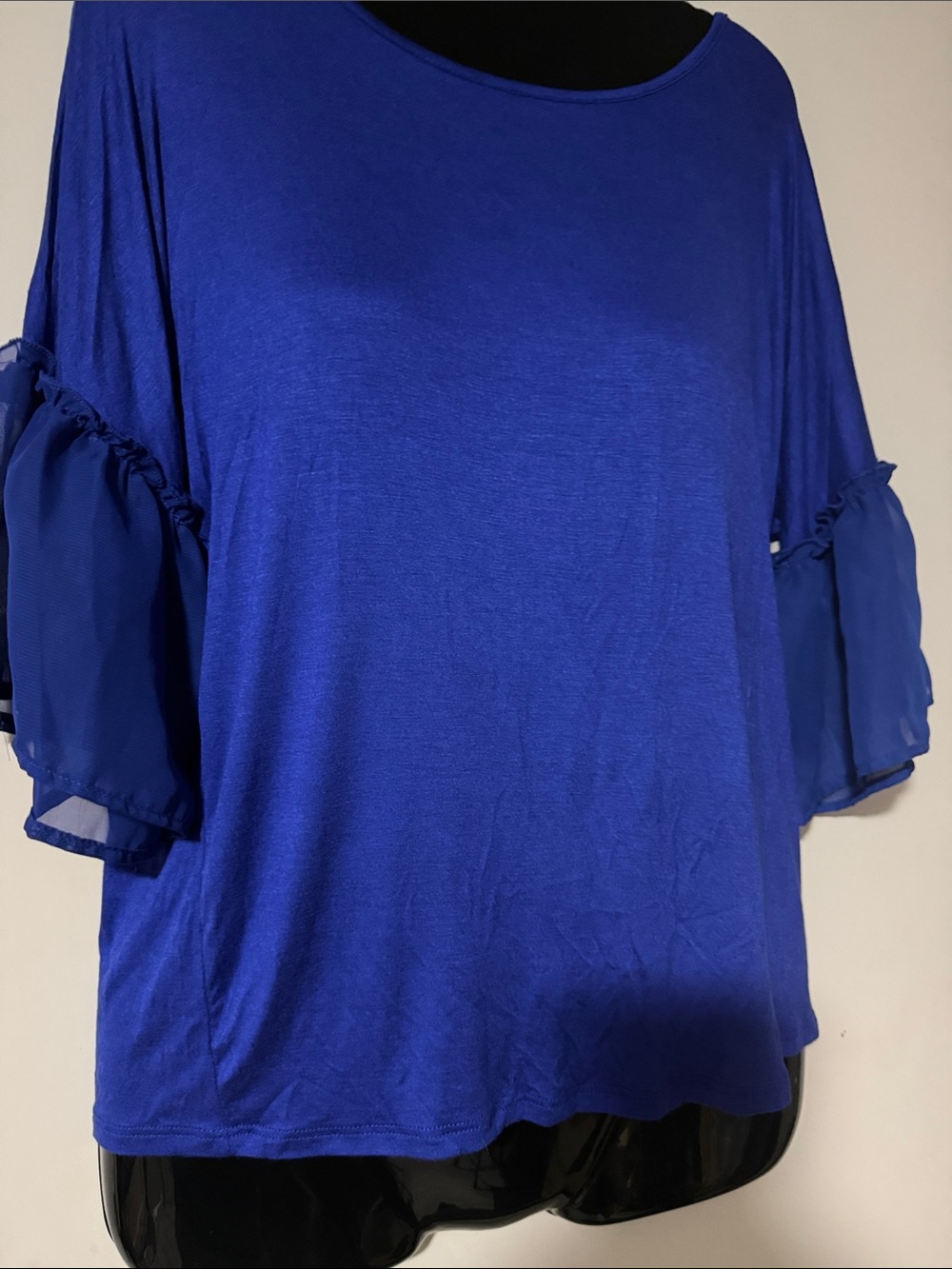 attention Royal Blue Ruffle Sleeve Tunic